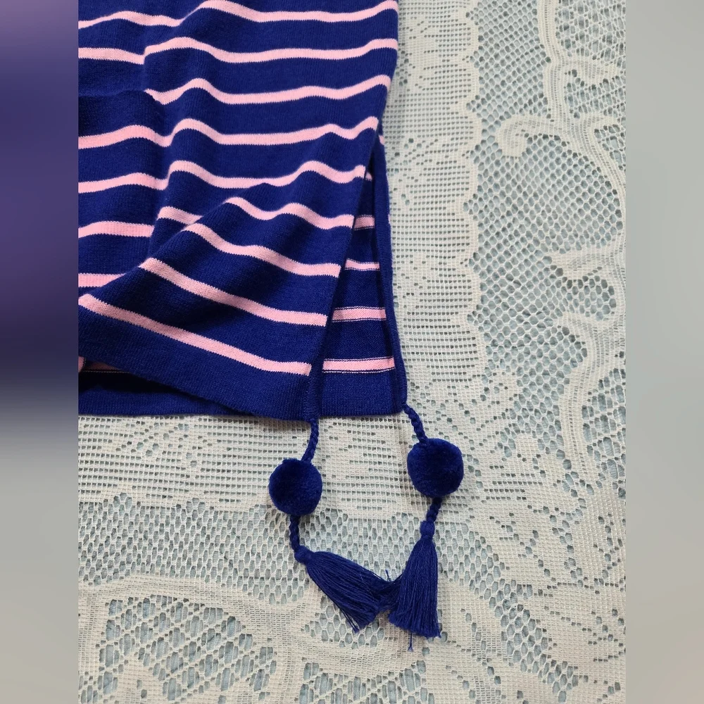 Lilly Pulitzer Navy and Pink Striped Top Sz Small 67% Cotton 37% Espandex